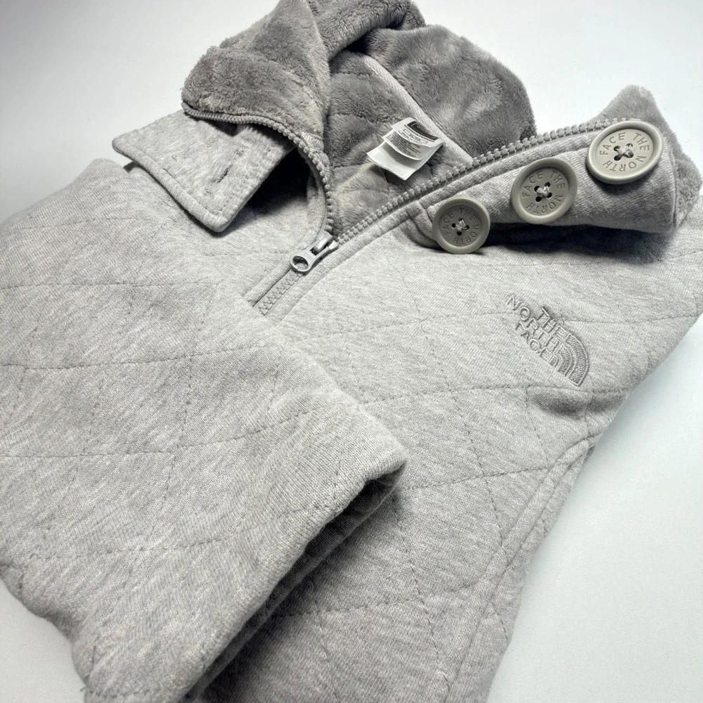 The North Face‎ Women's Quilted Fleece Coat XL Gray Faux Fur Lined Jacket